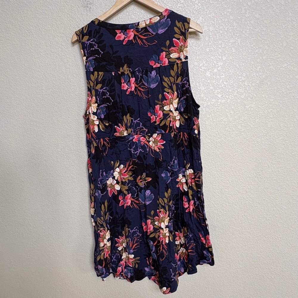 Torrid Navy Floral Sleeveless Zip Front Dress Women's Size 1 (12-14) - Picture 3 of 8
